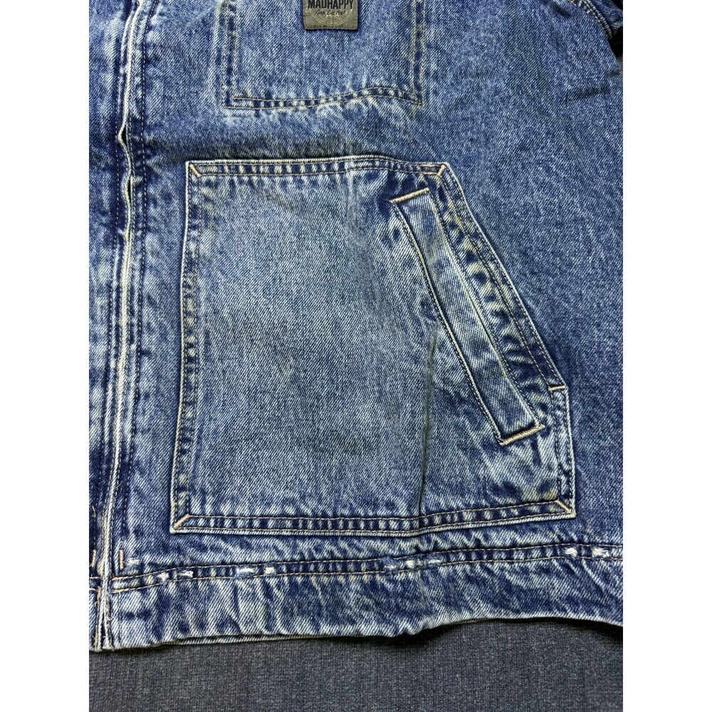 Gap X MadHappy Denim Jacket Men's Medium Blue Full-Zip Hooded Long Sleeve Collar - Picture 4 of 12